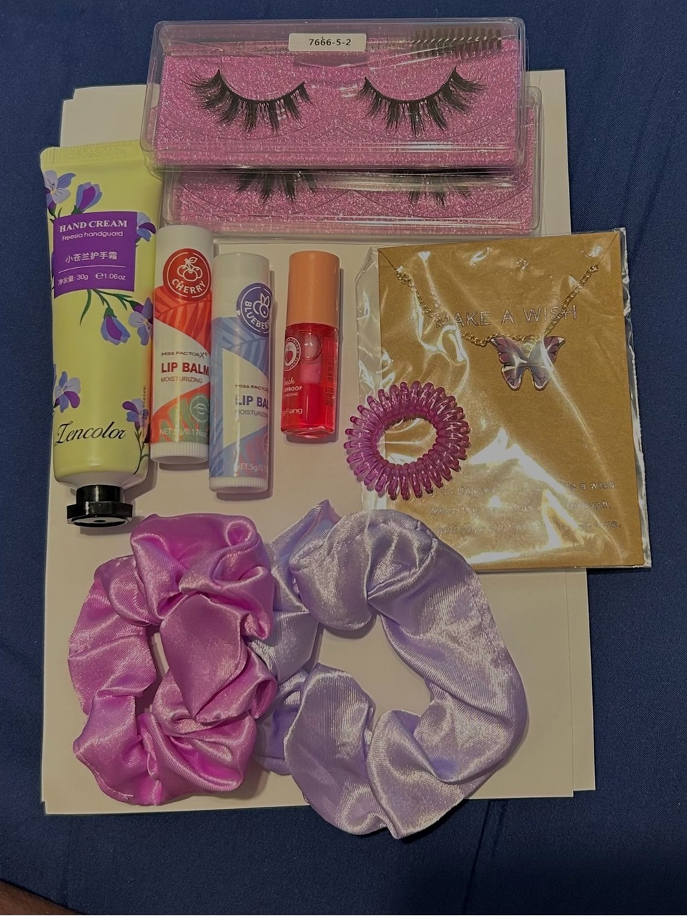 Assorted Pink & Lavender Satin Scrunchie Set with Accessories